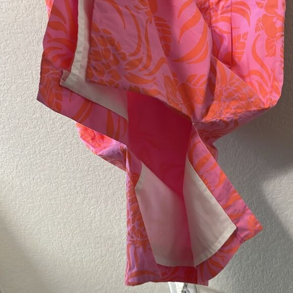 LILLY PULITZER Pink and Orange Floral Dress, Side Slits, Split Neckline, Size 6 - Picture 7 of 8